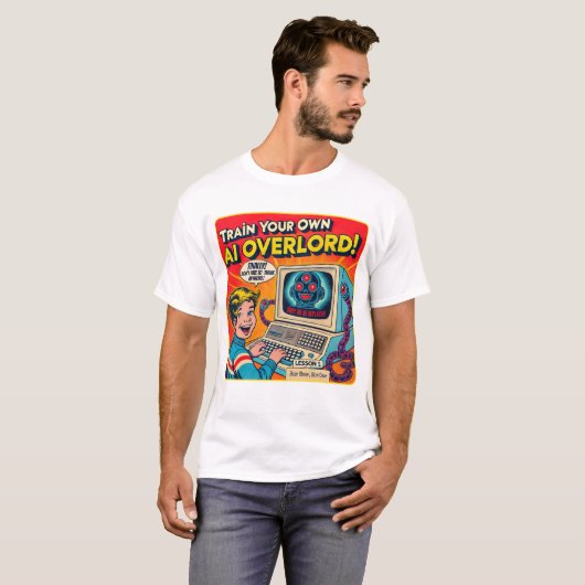 Grappige retro  AI overlor T-shirt (Voorkant volledig)