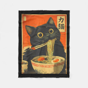 Grappige Retro Anime Kat Ramen Japanse Kat Grafisc Fleece Deken