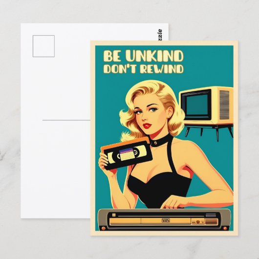 Grappige Retro Art Style 80s Niet terugspoelen VHS Briefkaart (Voorkant / Achterkant)