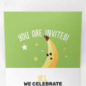 Grappige Retro Banaan Feest Artikelen Grappen Bewe Drieluik Uitnodiging (Binnenzijde eerst)