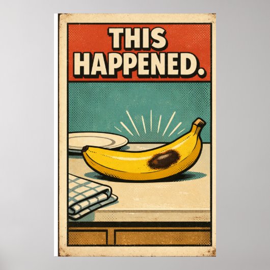 Grappige Retro Bananen Poster – Dit Gebeurde Vinta (Voorkant)