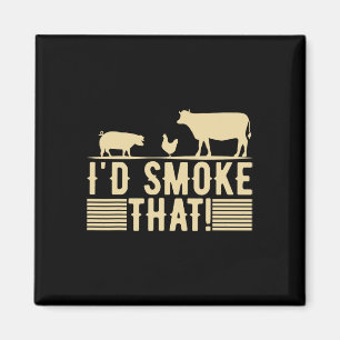 Grappige Retro BBQ Party Smoker Chef Pap Gift Ik z Magneet