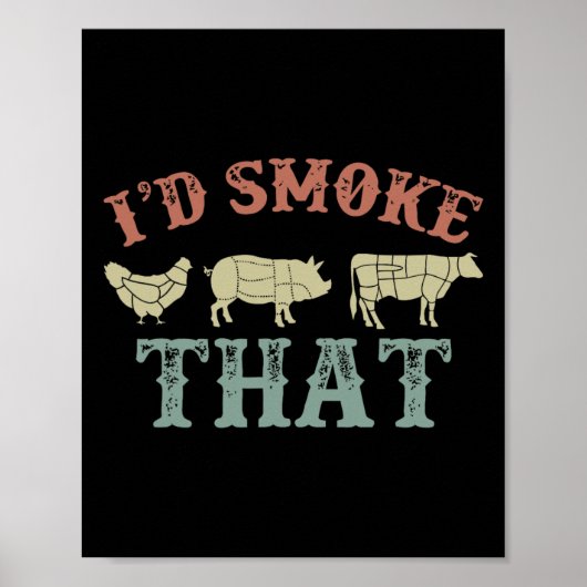 Grappige Retro BBQ Party Smoker Chef Pap Gift Ik z Poster (Voorkant)
