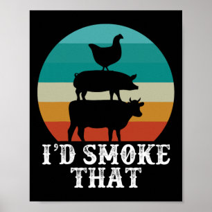 Grappige Retro BBQ Party Smoker Chef Pap Gift Ik z Poster