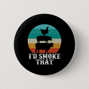 Grappige Retro BBQ Party Smoker Chef Pap Gift Ik z Ronde Button 5,7 Cm