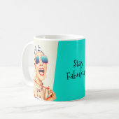 Grappige Retro Beach Lady in Zonnebril Fabulous Koffiemok (Voorkant links)