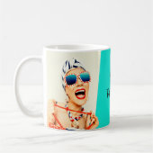 Grappige Retro Beach Lady in Zonnebril Fabulous Koffiemok (Links)