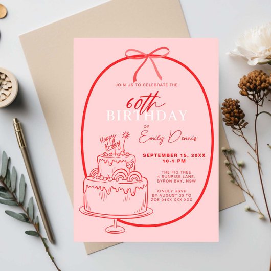 Grappige Retro Border 60ste Verjaardagsfeest Kaart