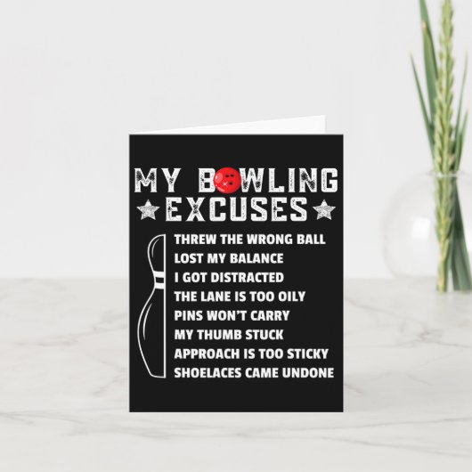 Grappige retro bowling excuses voor League Night B Kaart (Voorkant)