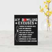 Grappige retro bowling excuses voor League Night B Kaart (Gele Bloem)