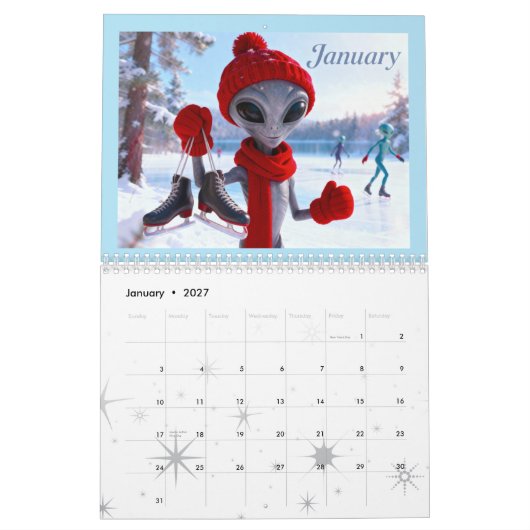 Grappige Retro Buitenaardse Kalender – Buitenaards (Jan 2027)