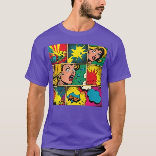 Grappige Retro Comic Pop Art Leuke Cartoon Strips T-shirt (Voorkant)