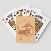 Grappige Retro Dachshund "Het leven is weelderig" Pokerkaarten (Achterkant)