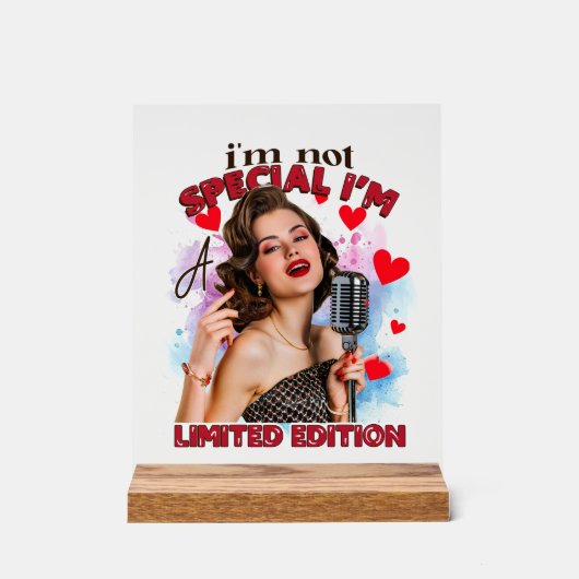 Grappige retro dame woordkunst acryl bord (Voorkant)