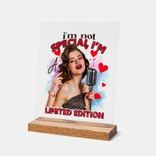 Grappige retro dame woordkunst acryl bord (Hoek)