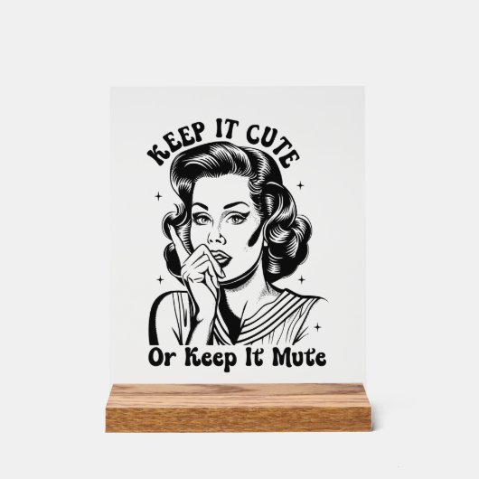 Grappige retro dame woordkunst acryl bord (Voorkant)