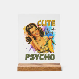 Grappige retro dame woordkunst acryl bord