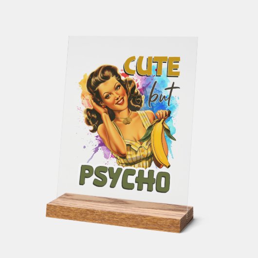 Grappige retro dame woordkunst acryl bord (Hoek)