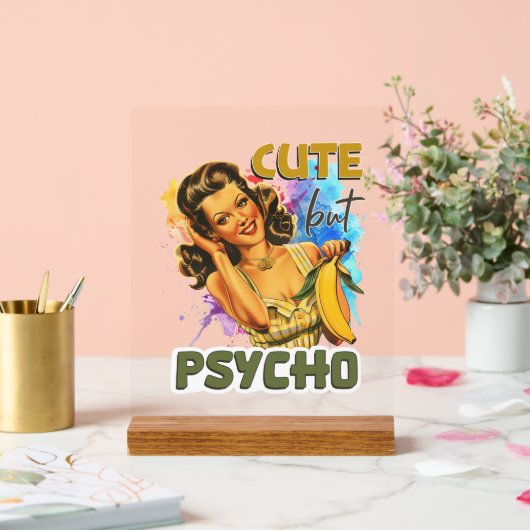 Grappige retro dame woordkunst acryl bord (Huwelijk)