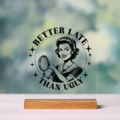 Grappige  retro dame woordkunst acryl bord (Neutraal)