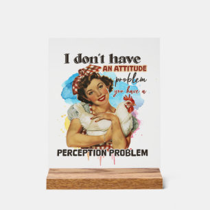 Grappige retro dame woordkunst acryl bord