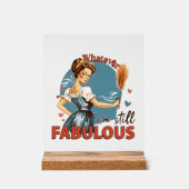 Grappige retro dame woordkunst acryl bord (Voorkant)