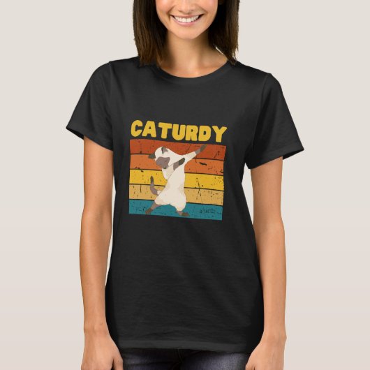 Grappige Retro Dancing Cat op zaterdag aka zaterda T-shirt (Voorkant)