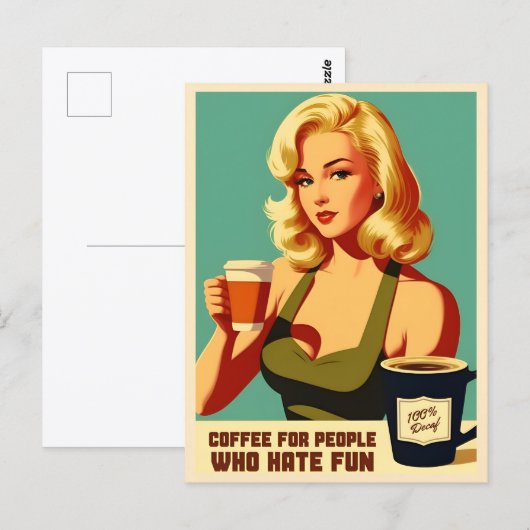 Grappige Retro  Decaf Coffee Humor Briefkaart (Voorkant / Achterkant)