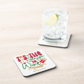 Grappige retro 'Dit is het seizoen om kerstwijn te Bier Onderzetter (Rechterzijde)