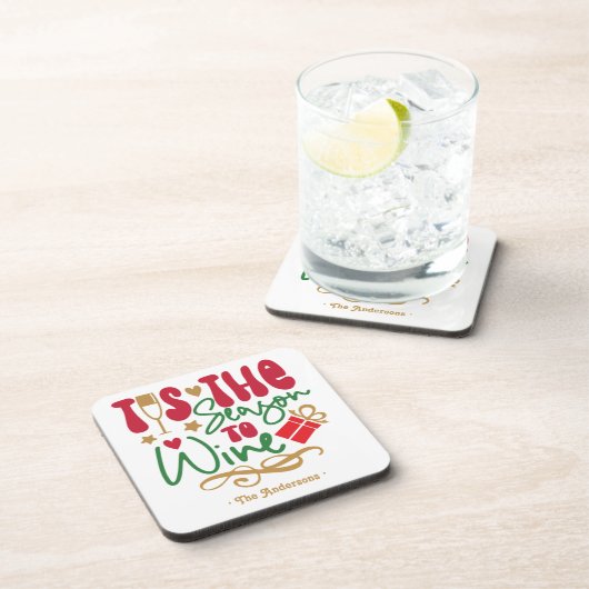 Grappige retro 'Dit is het seizoen om kerstwijn te Bier Onderzetter (Rechterzijde)