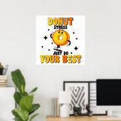 Grappige Retro Donut Motiverende Spreuk Poster (Thuiskantoor)