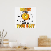 Grappige Retro Donut Motiverende Spreuk Poster (Keuken)