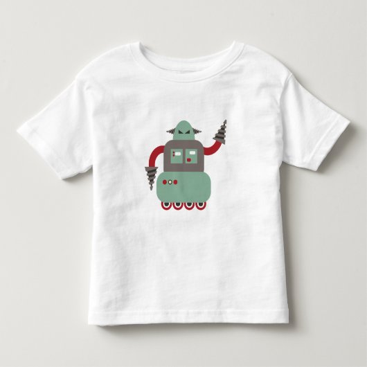 Grappige Retro Driller Robot Kinder Shirts (Voorkant)