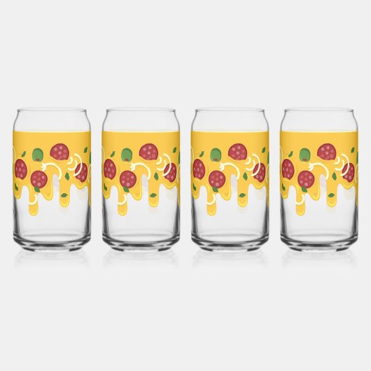 Grappige Retro Druppelende Pizza Kaas Keto Feest Blikvorm Glas (Voorkant)
