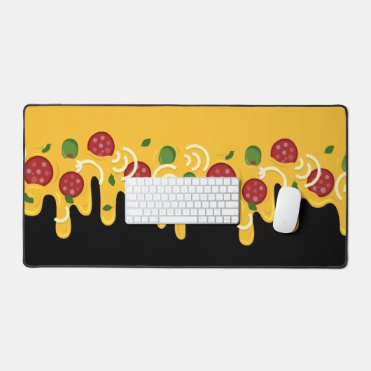Grappige Retro Druppelende Pizza Kaas Keto Feest Bureaumat (Keyboard & Muis)