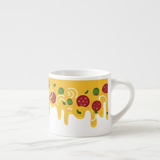 Grappige Retro Druppelende Pizza Kaas Keto Feest Espresso Kop (Rechts)