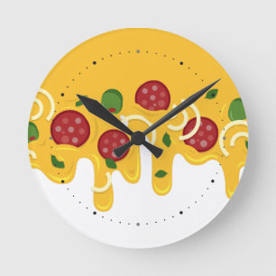 Grappige Retro Druppelende Pizza Kaas Keto Feest Ronde Klok