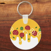 Grappige Retro Druppelende Pizza Kaas Keto Feest Sleutelhanger (Voorkant)