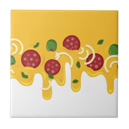 Grappige Retro Druppelende Pizza Kaas Keto Feest Tegeltje