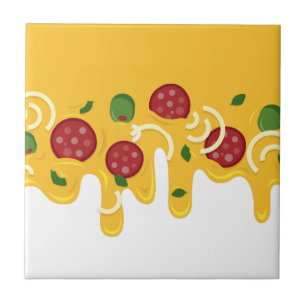 Grappige Retro Druppelende Pizza Kaas Keto Feest Tegeltje
