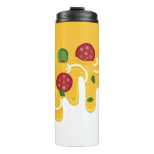 Grappige Retro Druppelende Pizza Kaas Keto Feest Thermosbeker