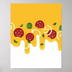 Grappige Retro Druppelende Pizza Kaas Keto Feestje Poster