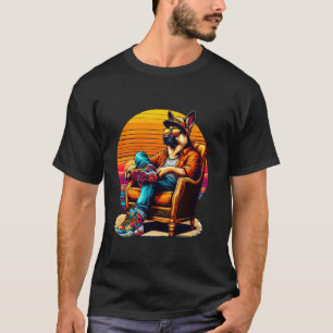 Grappige Retro Duitse Herder Hond Met Zonnebril Co T-shirt