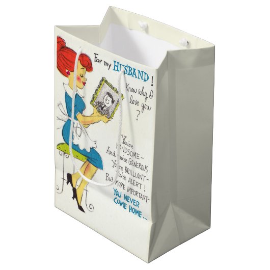 Grappige retro Echtgenoot liefde Medium Cadeauzakje (Voorkant Gekanteld)
