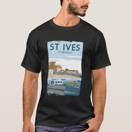 Grappige Retro England St Ives Cornwall Reisposter T-shirt (Voorkant)