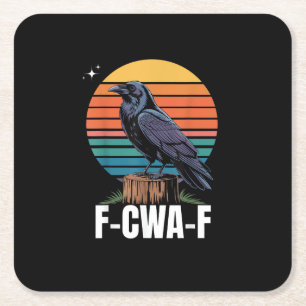 Grappige Retro F-Caw-F Vogel Kraai Kraai Vogel Kartonnen Onderzetters