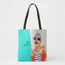 Grappige Retro Fabulous Beach Lady in Zonnebril