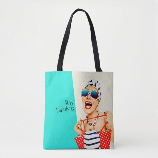 Grappige Retro Fabulous Beach Lady in Zonnebril Tote Bag (Voorkant)
