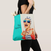 Grappige Retro Fabulous Beach Lady in Zonnebril Tote Bag (Dichtbij)