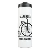 Grappige Retro fiets gepersonaliseerd voor fietser Thermosbeker (Voorkant)